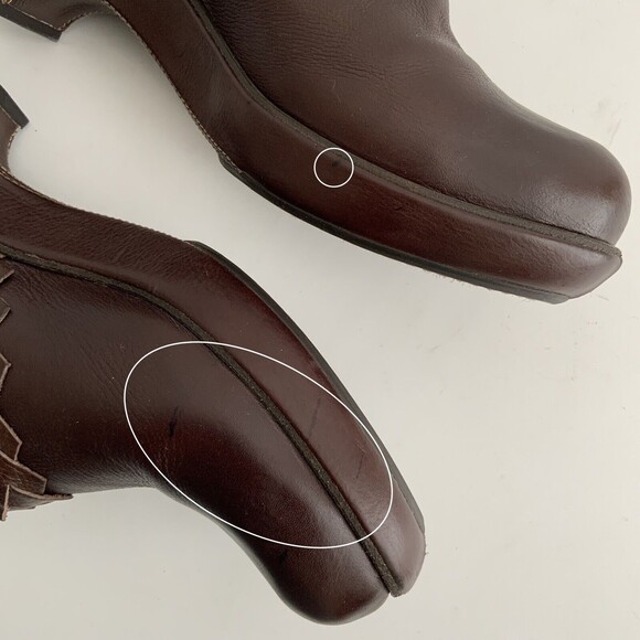 Frye Clogs Leather Slip-on Chunky Braid Studs Logo Shoes Brown 10 - Picture 5 of 15